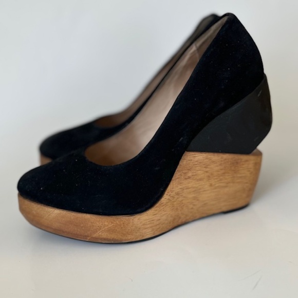 All Saints Kalman Cut Out Suede Platform Wedge Heels - Picture 1 of 7